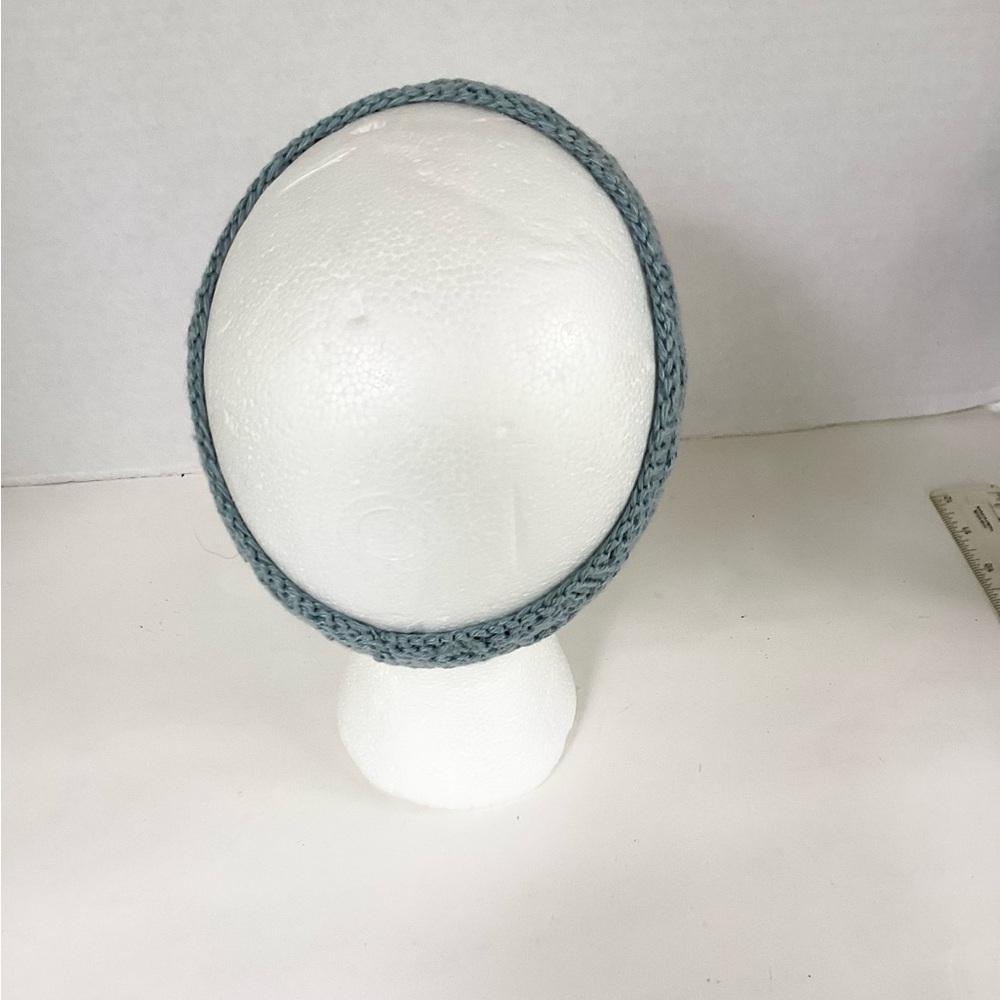 Skincare Washcloth Headband Spa Set Hand Crafted Steel Blue Cotton Knit - Picture 7 of 16